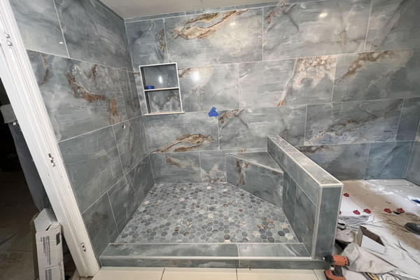 Tile Installation in Progress